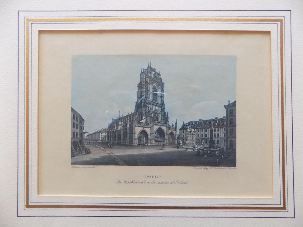 Incisioni: Bern Münster Erlach Statue Goldrahmen – Usato da Risch venduto da Rischli15 1