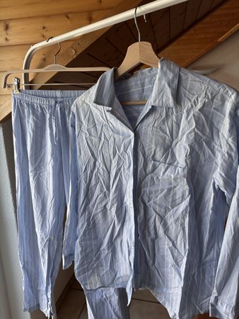 50% Rayon Bauwoll Pyjama blau Gr. M