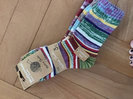 3 Paar gestreifte Wollsocken  Grösse 3538