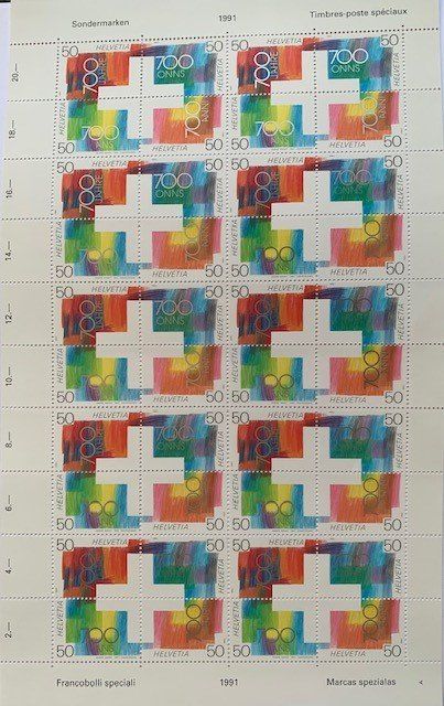 Tutti i francobolli: Briefmarken 1991 - 700 Jahre Eidgenossenschaft Bogen ** – Nuovo (secondo la descrizione) da Zürich venduto da Apache4