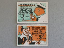 2 REKLAMEMARKEN R.L.B. SPEZIAL UHR FÜR 5 MARK