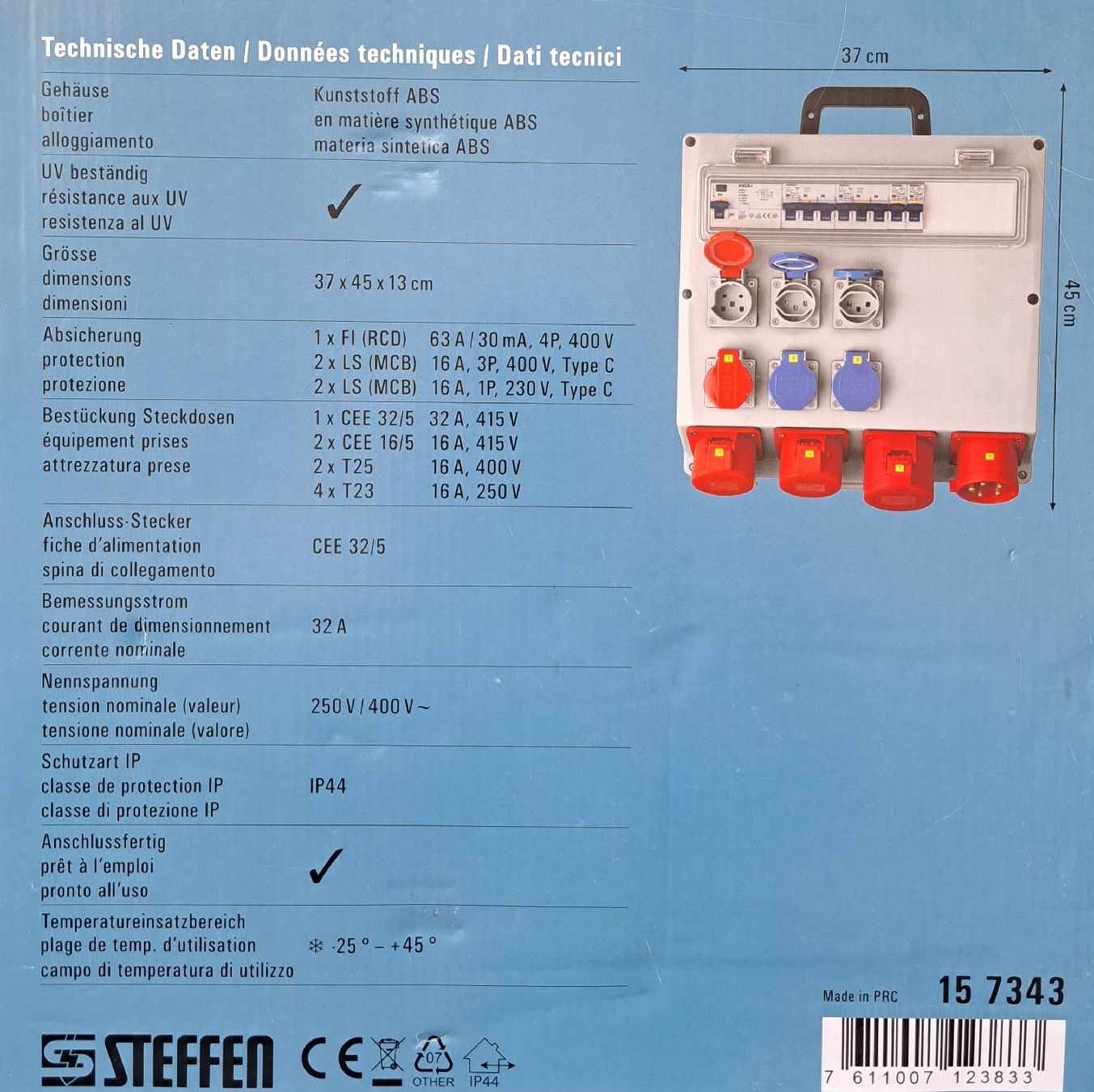 Elettrotecnica: Stromverteiler / Baustromverteiler - 32A Steffen – Nuovo e nell'imballaggio originale da Reinach BL venduto da HeTra20 3