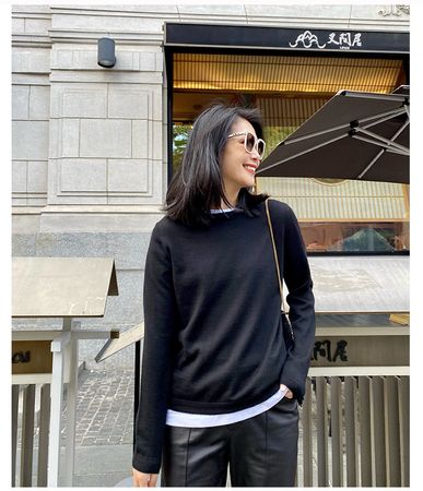 Elegant Black Cashmere Sweater, Women's Size S