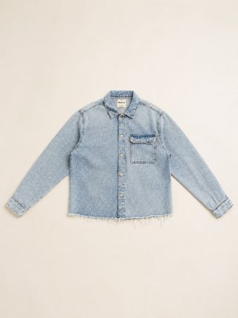 Surchemise Bershka en jean bleu clair – coupe loose