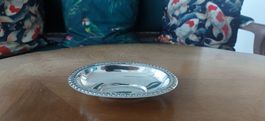 Antike Servierschale Old Sheffield Silber Perlrand 16cm