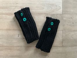 Schwarz Armstulpen, gestrickt mit Knöpfen, Winter Accesso...