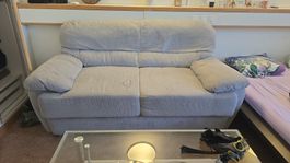 Two-seater sofa grey fabric used condition