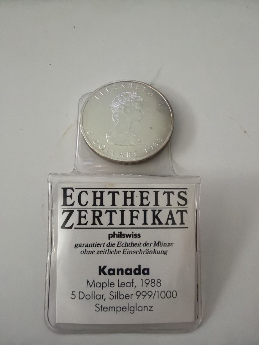 Alle Münzen: Kanada 5 Dollar Münze 1988 Silber – Gebraucht aus Reichenburg von Theworld