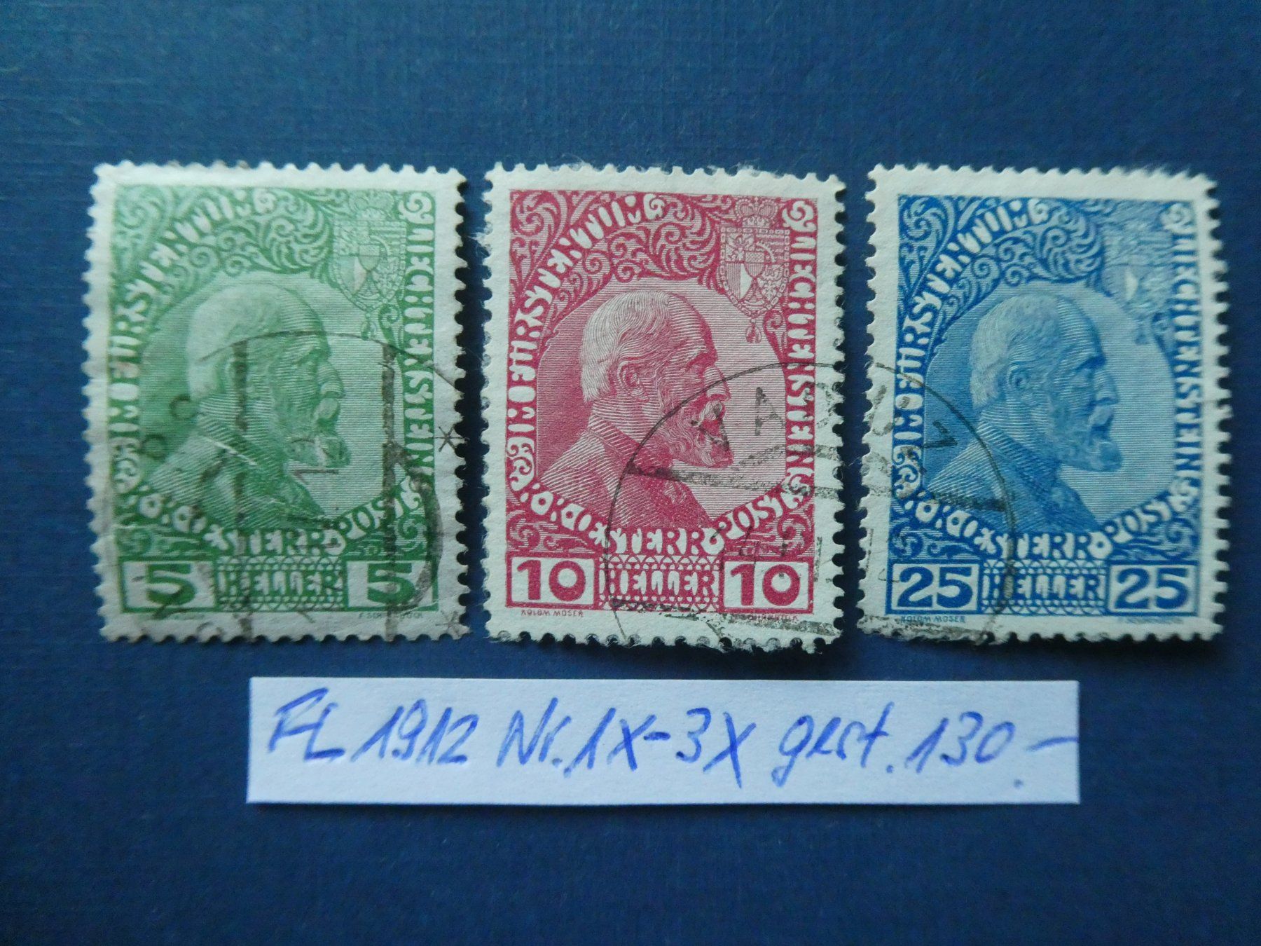 Alle Briefmarken: FL 1912 Nr. 1x-3x gestempelt – Gebraucht aus Lausen von Herbamare01