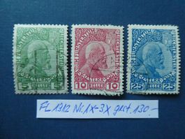 FL 1912 Nr. 1x-3x gestempelt