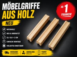 3 Möbelgriffe aus Holz, ca. 15.8 × 2 cm, neu, ab 1 Franken