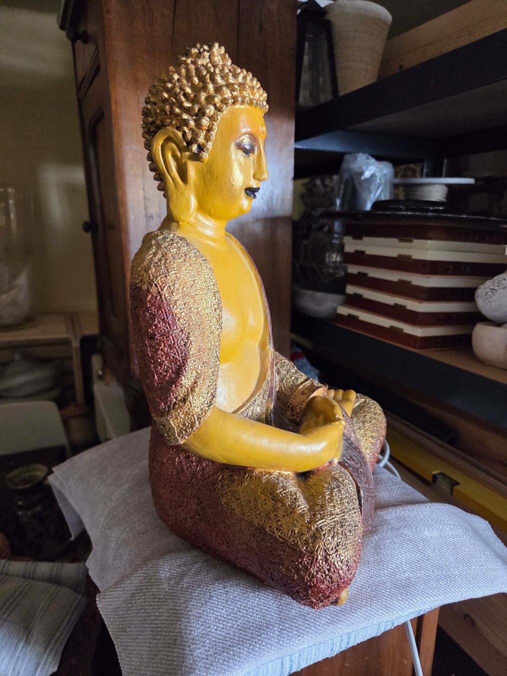 Sculture & Statue: Statue Bouddha décorative couleurs or et brun – Usato da Vallamand venduto da mamideco 2
