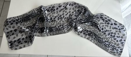  Scarf Leopard Print Grey Black Used