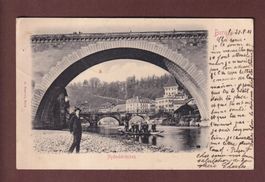 BERN - Nydeckbrücken - Leute - 1903 // Löcher //