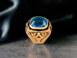 Massiver Vintage - Saphir - Gold - Ring, UdSSR, ca. 1970