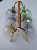 Vintage Cocktail Gläser mit Ständer, Bambus /Messing