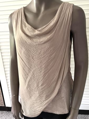 elegantes, schimmerndes Longtop, Seide/Viskose, taupe, Gr.40