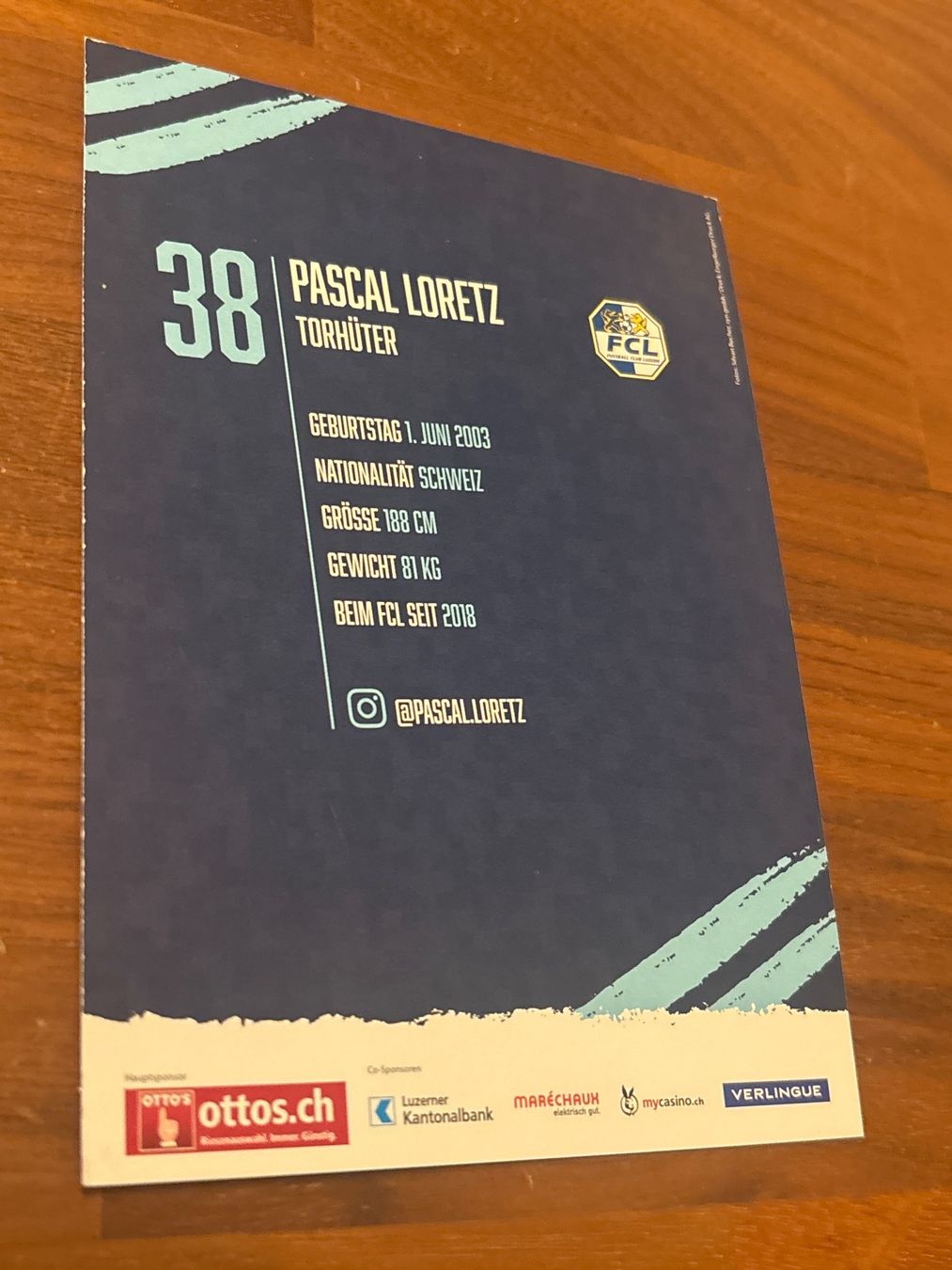 Autografi: Original Autogrammkarte Pascal Loretz FCL Saison 22/23 – Nuovo (secondo la descrizione) da Zürich venduto da engebrunau 1