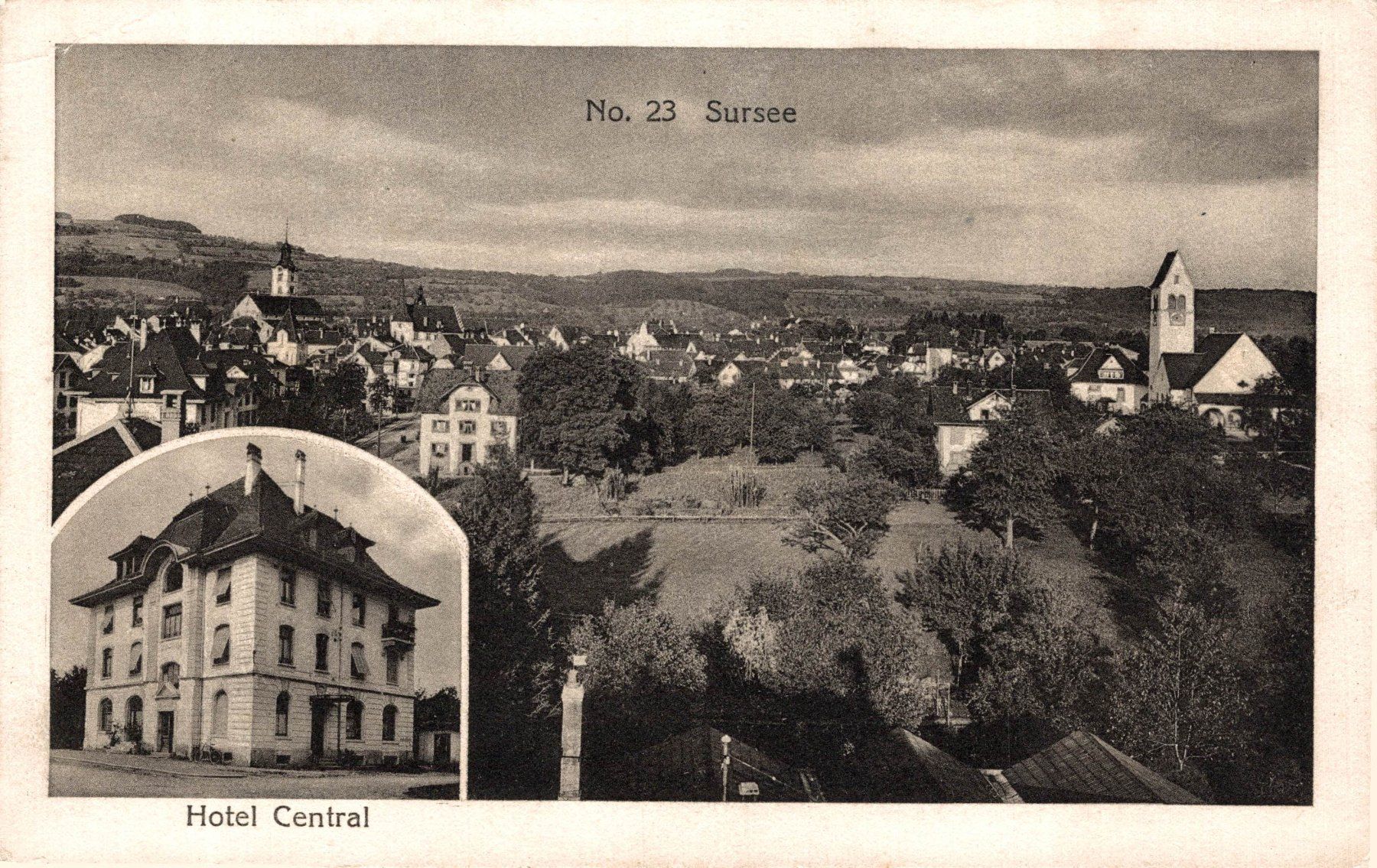 Cartoline postali: Sursee. Hotel Central – Usato da Bronschhofen venduto da Astore