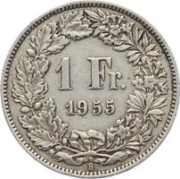 1 Fr 1955 B ----------- Silbermünze