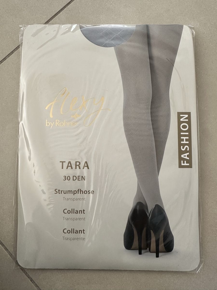 Calze & Collant: Schöne hellgraue gemusterte Strumpfhosen – Nuovo e nell'imballaggio originale da St. Margrethen SG venduto da Leila026