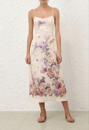 Floral Elegant Midi Dress [100%Linen]