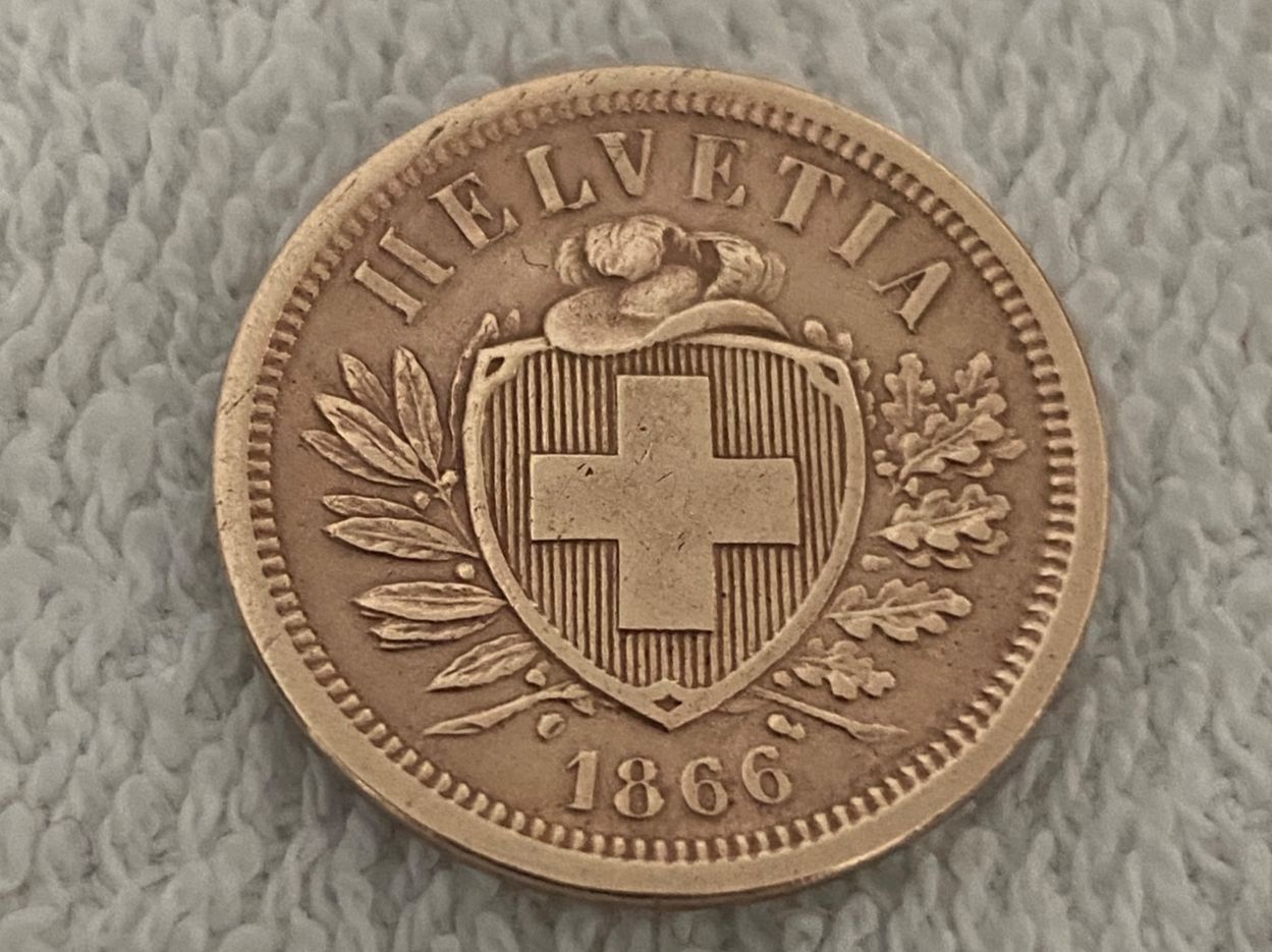 Tutti le monete: 2 centimes/Rappen 1866 B Abart – Usato da Nyon venduto da Ilmi09