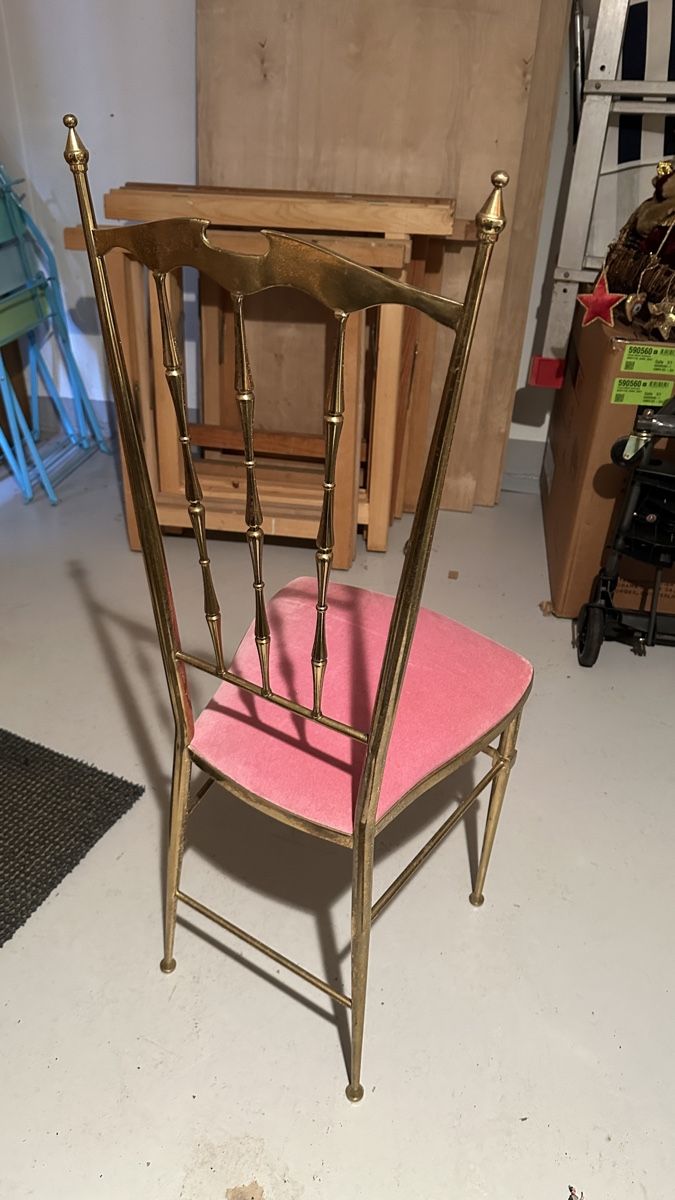 Sedie: Messingstuhl mit rosa Polster - Vintage – Usato da Aarburg venduto da Schatzaffe 1
