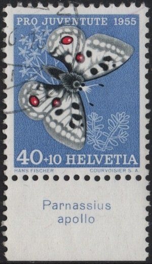 Tutti i francobolli: 40 Rp. Apollo mit TAB (Paranassius apollo) – Usato da Eglisau venduto da Chperfins