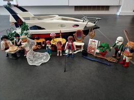 Bateau Yacht Playmobil et personnages avec accessoires