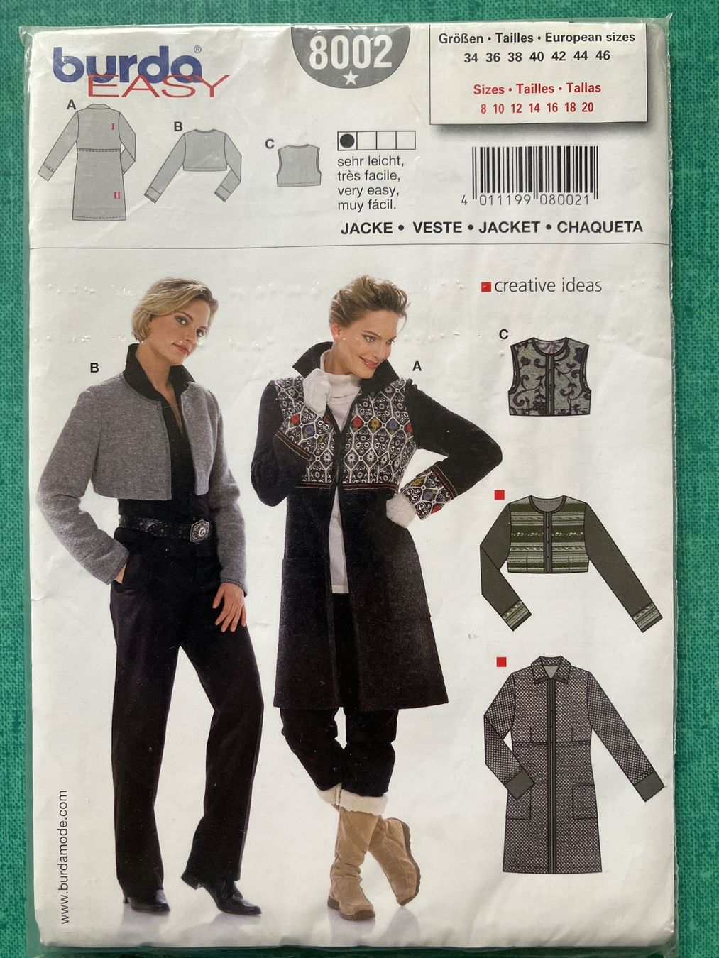 Cartamodelli: Burda Easy 8002 Jacke/Mantel Damengrössen 34-46 – Nuovo e nell'imballaggio originale da Utzenstorf venduto da mrs_peel