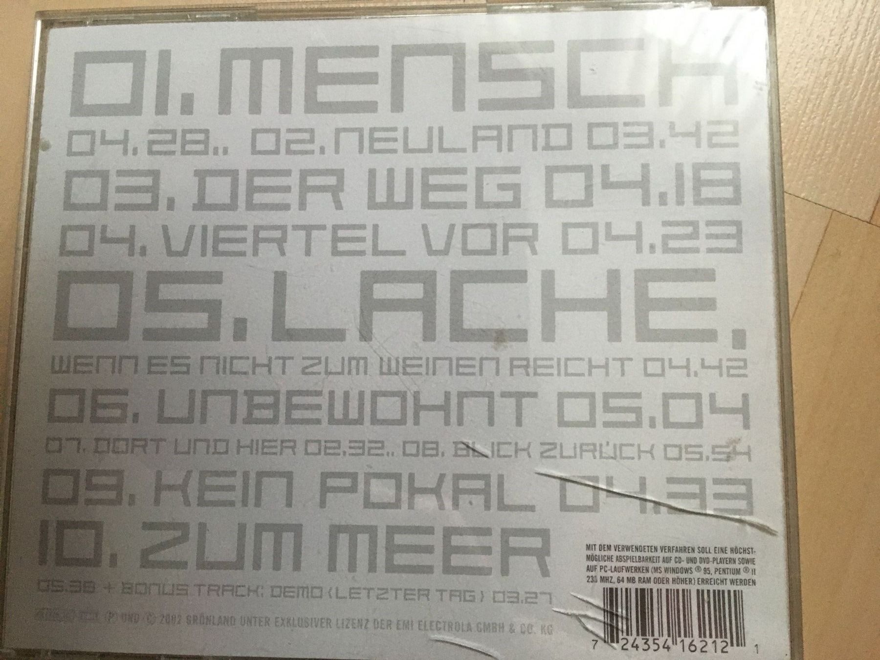 CD: Herbert Grönemeyer "Mensch" – Usato da Oberurnen venduto da Numi2000 1