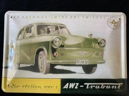 Werbe-Schild,  VEB AUTOMOBILWERK AWZ ZWICKAU