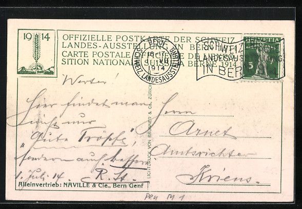 Cartoline postali: Bern, Schweizer Landesausstellung 1914,  – Usato da Berlin venduto da bartko-reher 1