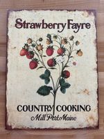 Blechschild mit Erdbeeren Motiv