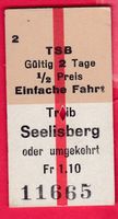KARTON BILLETT, TSB, TREIB - SEELISBERG, EINFACH, HALBTAX