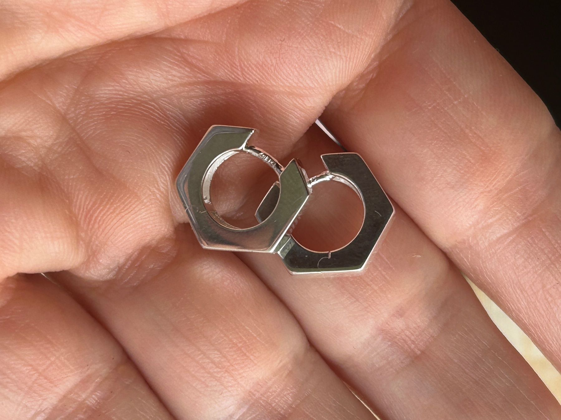 Ohrringe & -stecker: KREOLEN 5ECK (Silver) 1.3 cm – Gebraucht aus Laufen von Bellebellezza 1