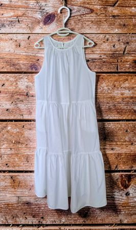 Vestito lungo bianco a balze 100% puro cotone misura. M