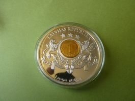 versilberte Medaille 50 mm PP,  Inlay Prägung Lettland