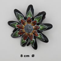Haarklammer - BLUME - Handbemalt - Neu - 8cm