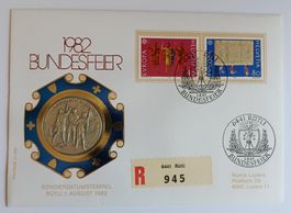 Numisbrief Bundesfeier mit 1. August-Taler 1982 Silber