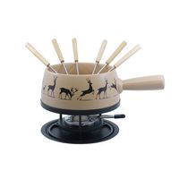 Käsefondue Set 9-tlg "Hirsch", Fondue Caquelon, Gabeln etc