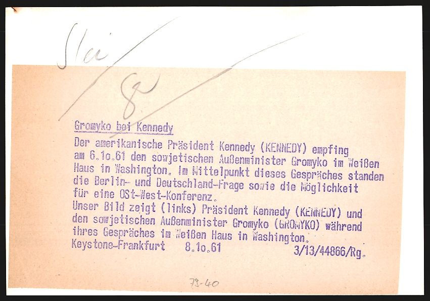 Fotografie & Manifesti: Fotografie Sowjetischer Aussenminister G – Usato da Berlin venduto da bartko-reher 1