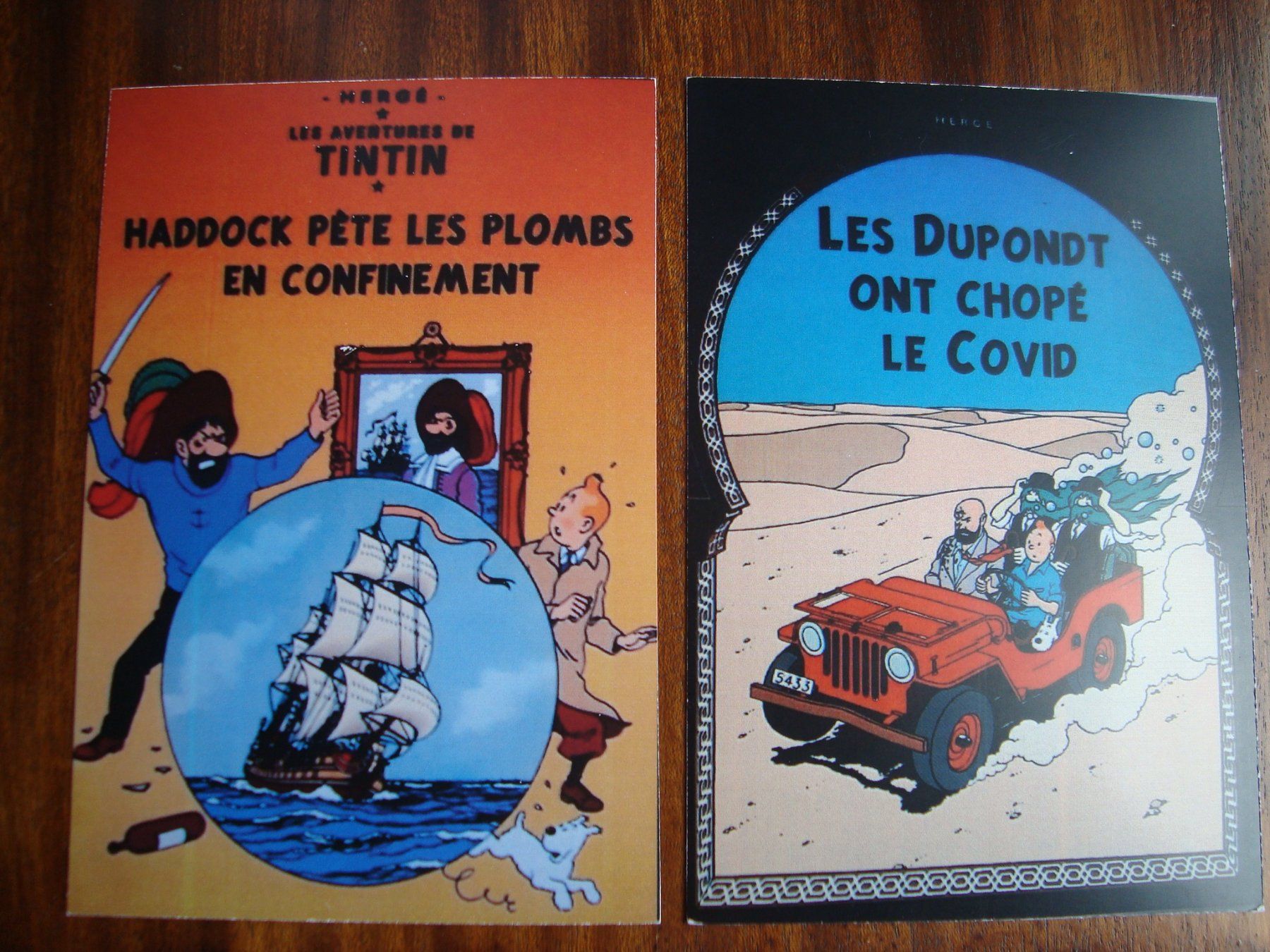 Cartoline postali: 2 cartes postales parodies de Tintin – Nuovo (secondo la descrizione) da Fribourg venduto da ruswil007