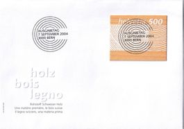 Holz Briefmarke: Ersttagsbrief 7. September 2004 Bern! (50)