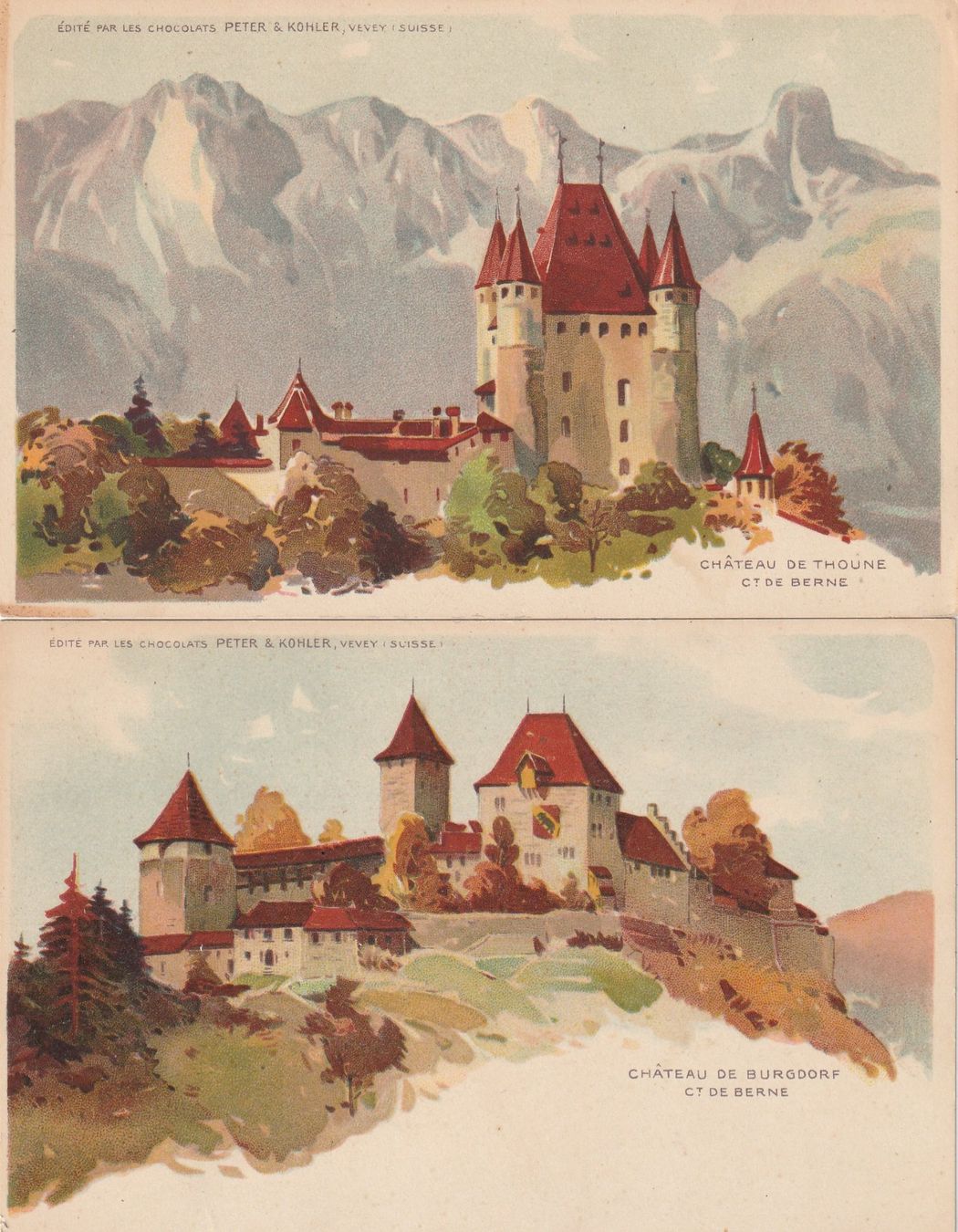 Cartoline postali: Berner Schlösser Thun und Burgdorf – Usato da Rorschacherberg venduto da fratovi2