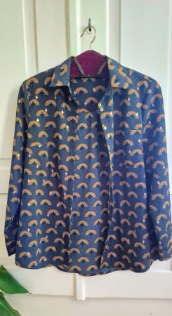It Hippie Bluse, bronzefarbene Glanz, L, Vintage!