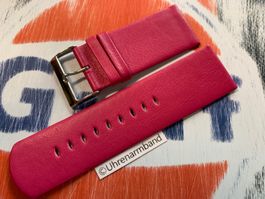 26mm Uhrenband Leder, pink, Uhrenarmband, bracelet de montre