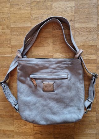 Ledertasche/Rucksack von Bayside, grau, Top Zustand