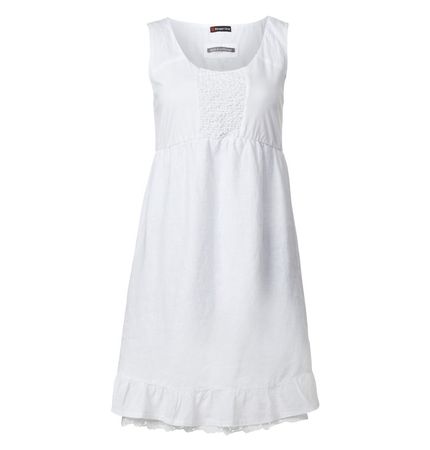Street One Leinen Kleid Sommekleid Rock weiss 42 XL Spitze